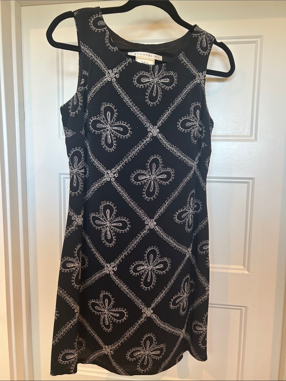 Max Studio Black Dress with White Floral Lattice